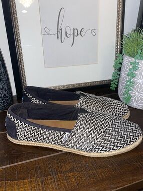 Toms Alpargatas Black & White Herringbone Espadrilles Flats Size 12 Men’s 10.5
